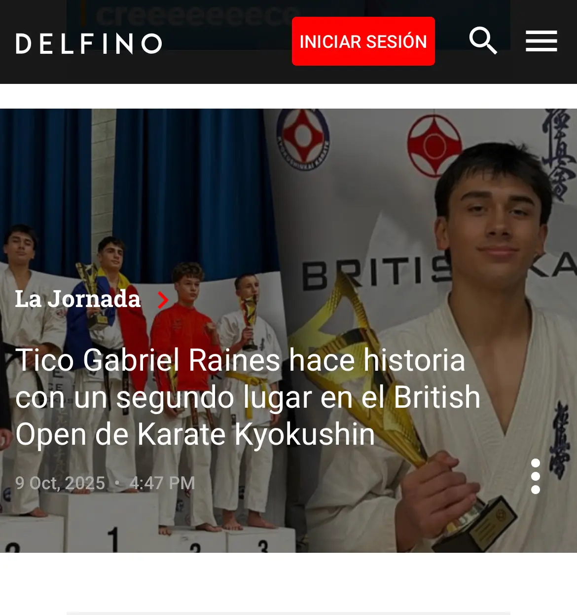 Gabriel Raines de Costa Rica segundo lugar en el British Open de Karate Kyokushin en Londres