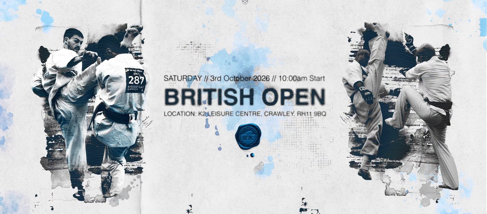 Afiche oficial del British Open 2026 de Karate Kyokushin en Crawley Reino Unido donde compite Gabriel Raines de Enso Artes Marciales Costa Rica